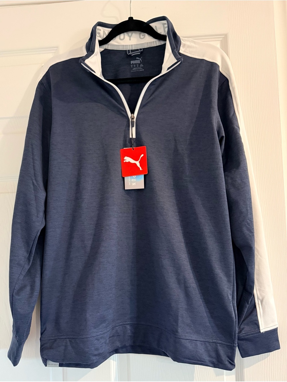 Puma Women’s Navy and White Quarter-Zip Pullover